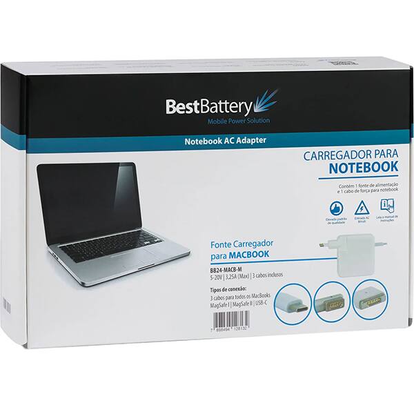 Fonte alimentação p/note Apple biv 65w BB24-MACB- BestBattery CX 1 UN