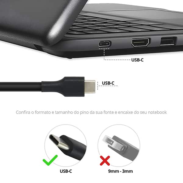 Fonte alimentação p/note USB-C biv 65w BB20-BC65 BestBattery CX 1 UN