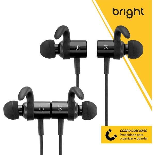 Fone de ouvido Bluetooth c/ microfone intra imã preto 0511 Bright CX 1 UN