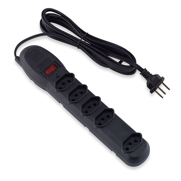 Filtro de linha 4 tomadas bivolt preto 7202 Force-line PT 1 UN