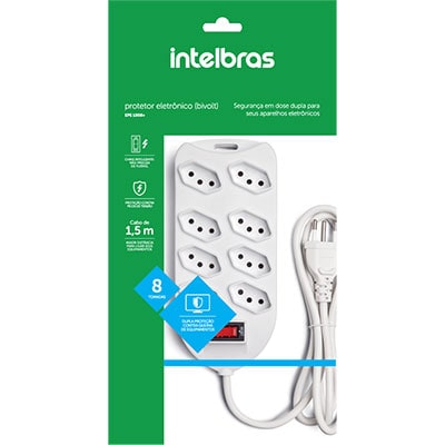 Protetor de linha 8 tomadas 10A bivolt branco 4824003 Intelbras BT 1 UN