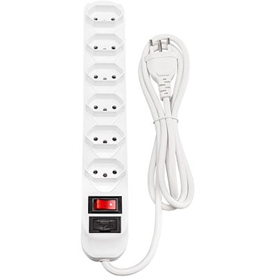 Protetor de linha 6 tomadas 10A bivolt branco 4824002 Intelbras BT 1 UN