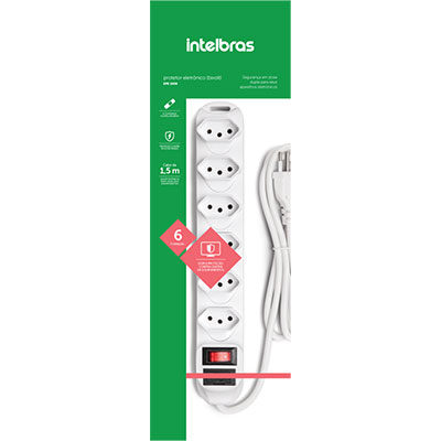 Protetor de linha 6 tomadas 10A bivolt branco 4824002 Intelbras BT 1 UN