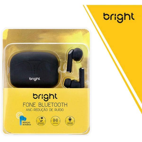 Fone de Ouvido Bluetooth, Noise cancelling, Preto, FN568, Bright - BT 1 UN