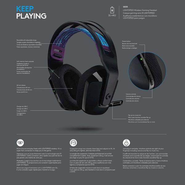 Headset Gamer, G535, Preto. 981-000971, Logitech G - CX 1 UN