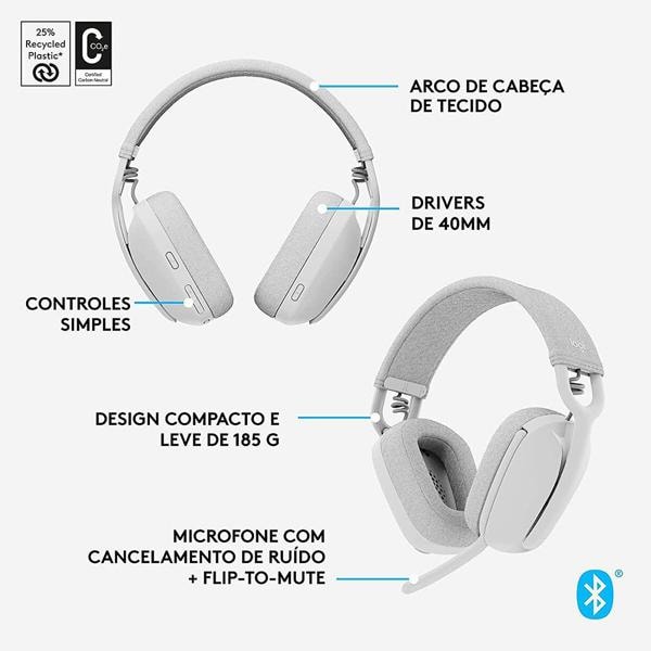 Headset sem fio, Bluetooth, Zone vibe 100, Off white, 981-001218, Logitech - CX 1 UN