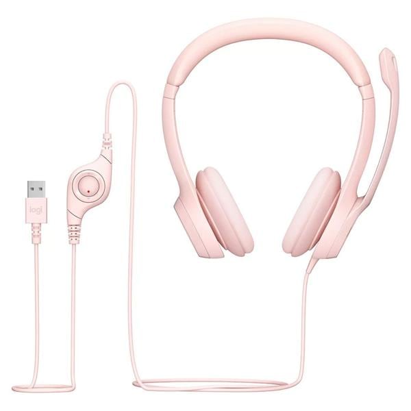 Headset com fio USB Logitech H390, Controle de áudio integrado e Microfone com Redução de Ruído, Conexão USB, Rosa, 981-001280, Logitech - CX 1 UN