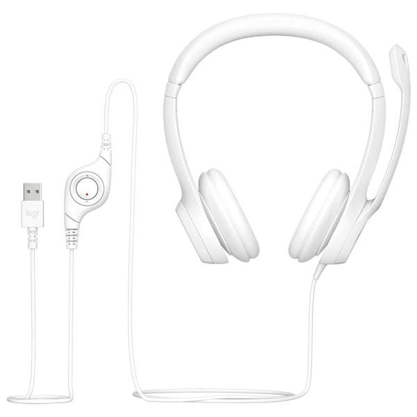 Headset com fio USB Logitech H390, Controle de áudio integrado e Microfone com Redução de Ruído, Conexão USB, Branco, 981-001285, Logitech - CX 1 UN