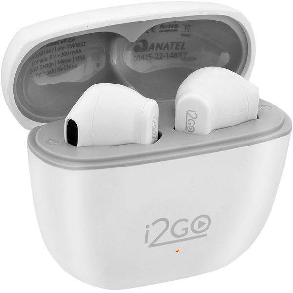 Fone de ouvido Bluetooth tws Air Sound go 2, Branco, I2GEAR106, I2Go - 1 UN