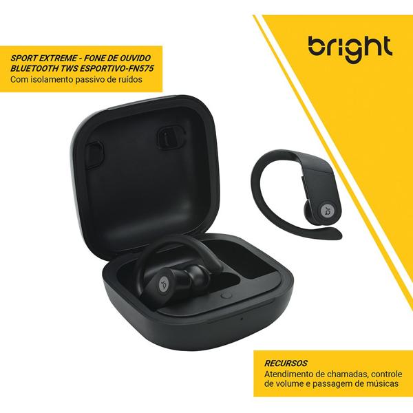 Fone de ouvido bluetooth Sport, Preto, FN575, Bright - BT 1 UN