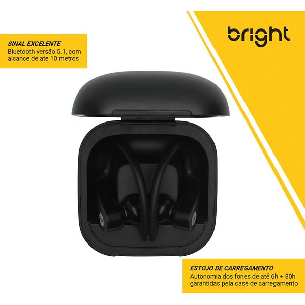 Fone de ouvido bluetooth Sport, Preto, FN575, Bright - BT 1 UN