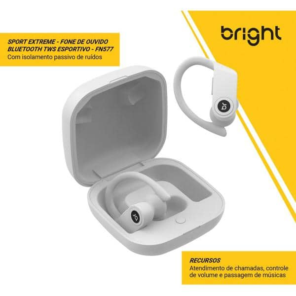 Fone de ouvido bluetooth Sport, Branco, FN577, Bright - BT 1 UN