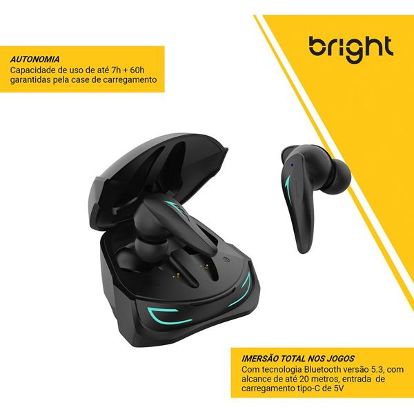 Fone de ouvido TWS Gamer Pro, Preto, FN578, Bright - BT 1 UN