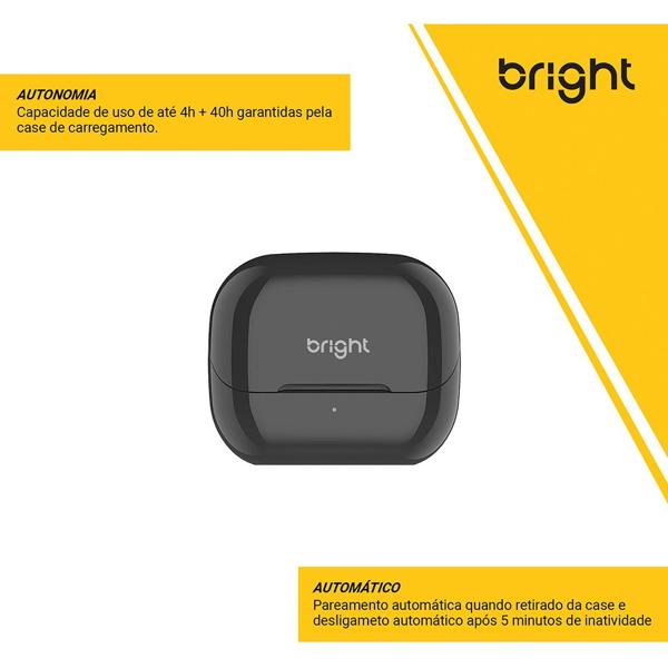 Fone de ouvido TWS, Gamer Invisible, Preto, FN580, Bright - BT 1 UN