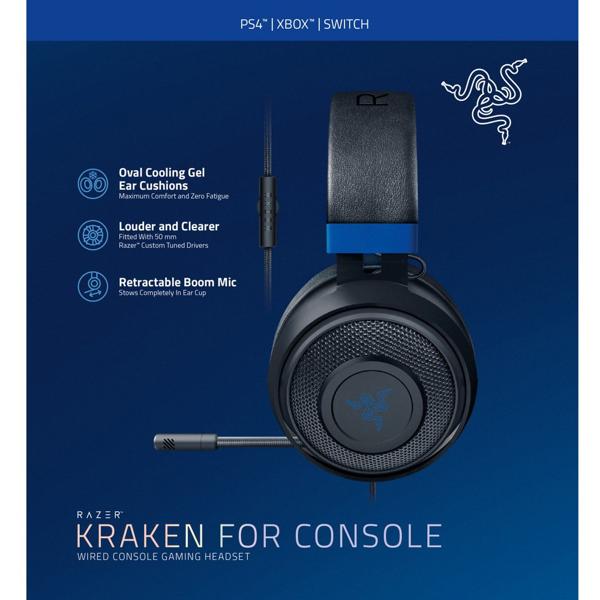 Headset Gamer Kraken para console, Conexão P3, Preto / Azul, RZ04028305, Razer - CX 1 UN