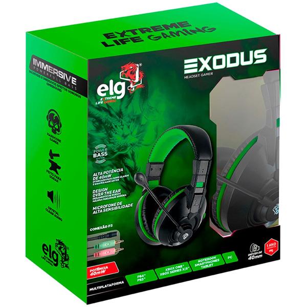 Headset Gamer Exodus, P2 / P3, Verde, HGEX2, Elg - CX 1 UN