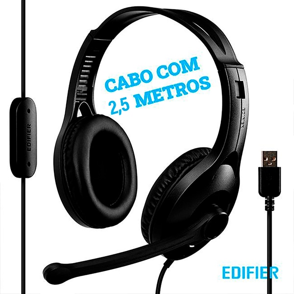 Headset Profissional K800, Placa de Som acoplada, Áudio Digital, Conexão USB, Edifier - CX 1 UN