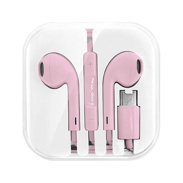 Fone de ouvido com microfone, conexão USB Tipo-C, Rosa, R80, Loop Way - CX 1 UN