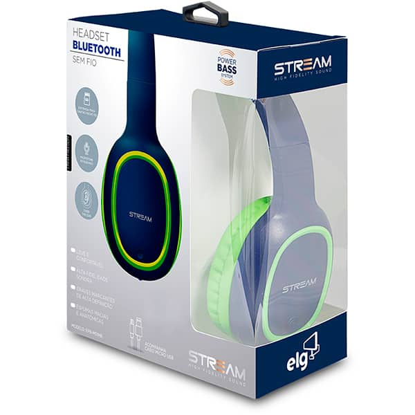 Headphone Bluetooth 4.2, Azul/Verde, EPB-MS1NB, Elg - CX 1 UN