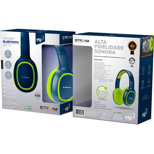 Headphone Bluetooth 4.2, Azul/Verde, EPB-MS1NB, Elg - CX 1 UN