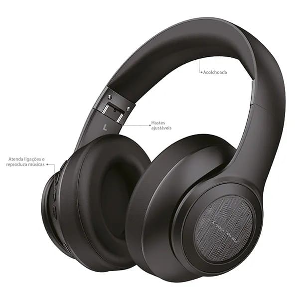 Headphone Bluetooth 5.4 com Cancelamento de Ruído, P2, Preto, VJ369, Loop Way - CX 1 UN Headphone Bluetooth 5.4 com Cancelamento de Ruído, P2, Preto, VJ369, Loop Way - CX 1 UN