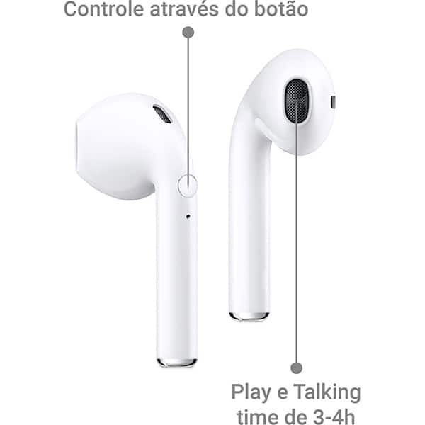 Fone de ouvido bluetooth TWS, Branco, I9S, Loop Way - CX 1 UN