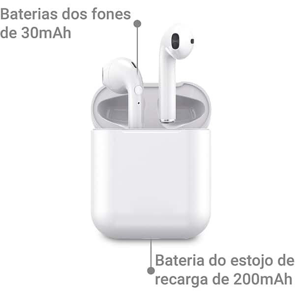 Fone de ouvido bluetooth TWS, Branco, I9S, Loop Way - CX 1 UN