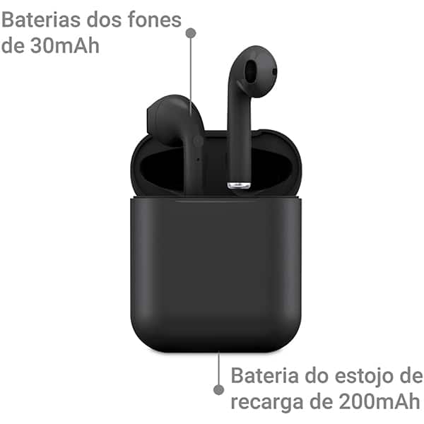 Fone de ouvido bluetooth TWS, Preto, I9S, Loop Way - CX 1 UN