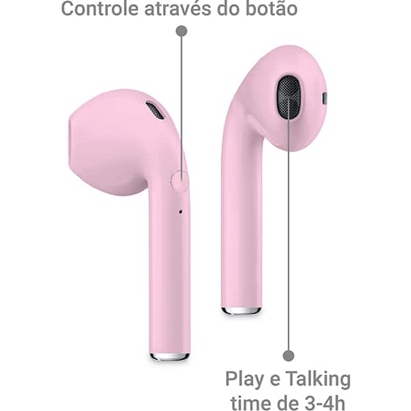Fone de ouvido bluetooth TWS, Rosa, I9S, Loop Way - CX 1 UN