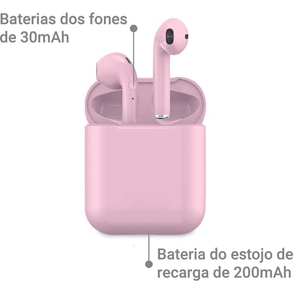 Fone de ouvido bluetooth TWS, Rosa, I9S, Loop Way - CX 1 UN
