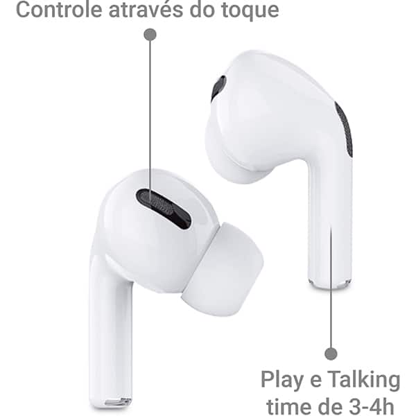 Fone de ouvido bluetooth TWS, Branco, 03D, Loop Way - CX 1 UN