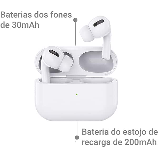 Fone de ouvido bluetooth TWS, Branco, 03D, Loop Way - CX 1 UN