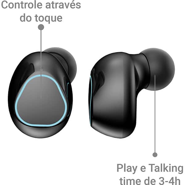 Fone de ouvido bluetooth TWS, Preto, M10, Loop Way - CX 1 UN