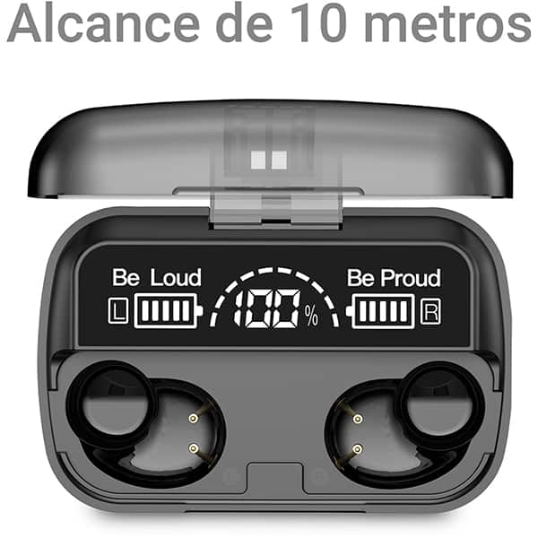 Fone de ouvido bluetooth TWS, Preto, M10, Loop Way - CX 1 UN