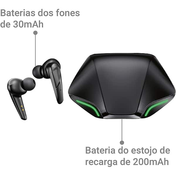 Fone de ouvido bluetooth TWS Gamer, Preto, LY20, Loop Way - CX 1 UN