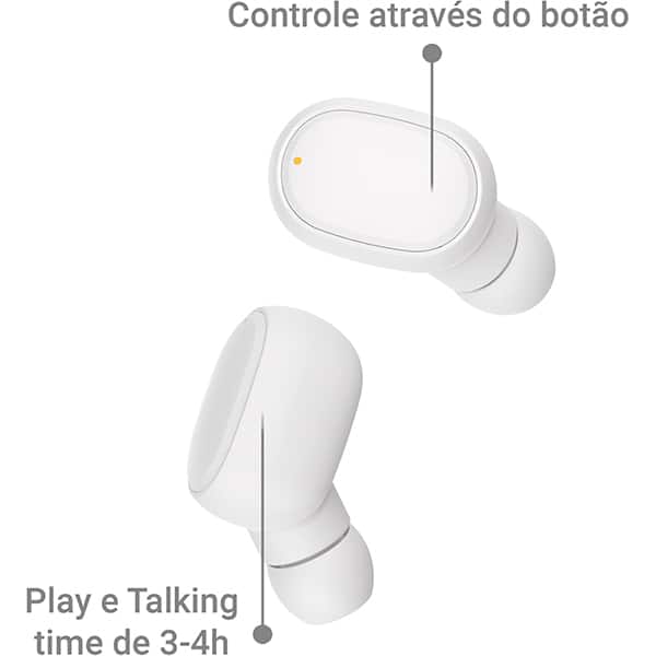 Fone de ouvido bluetooth TWS, Branco, A6S, Loop Way - CX 1 UN