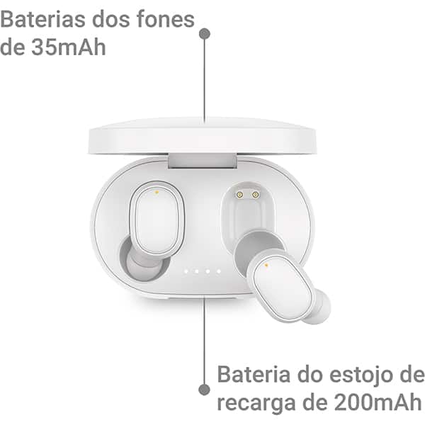Fone de ouvido bluetooth TWS, Branco, A6S, Loop Way - CX 1 UN