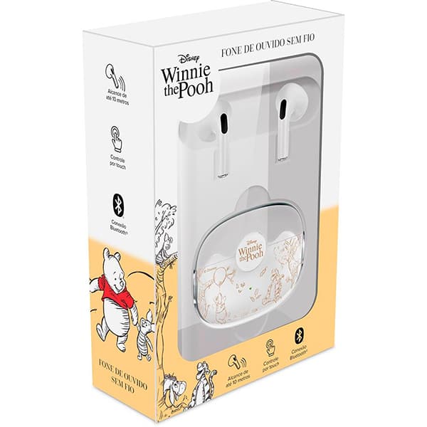 Fone de ouvido Bluetooth Ursinho Pooh, TWS, LY03, Loop Way - CX 1 UN