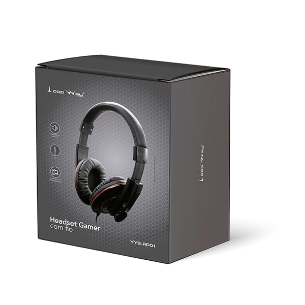 Headset Gamer com fio P3, Preto e Vermelho, YYS-RP01, Loop Way - CX 1 UN