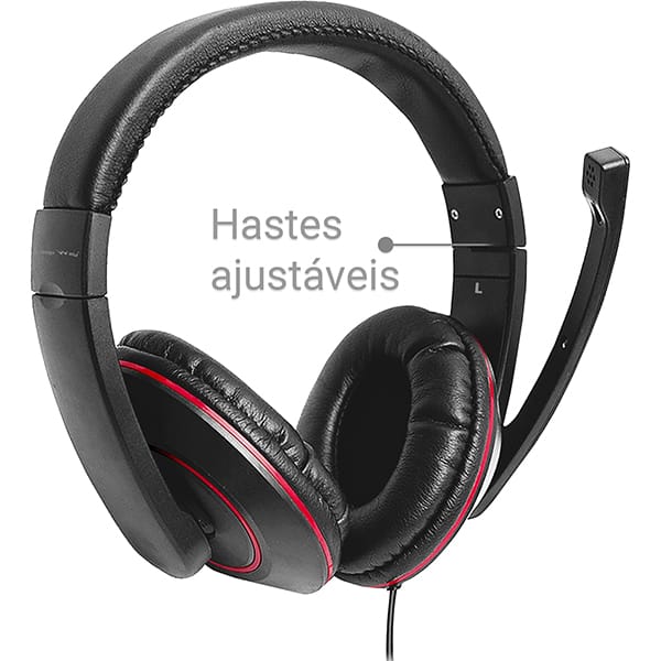 Headset Gamer com fio USB, Preto e Vermelho, YYS-RP01, Loop Way - CX 1 UN