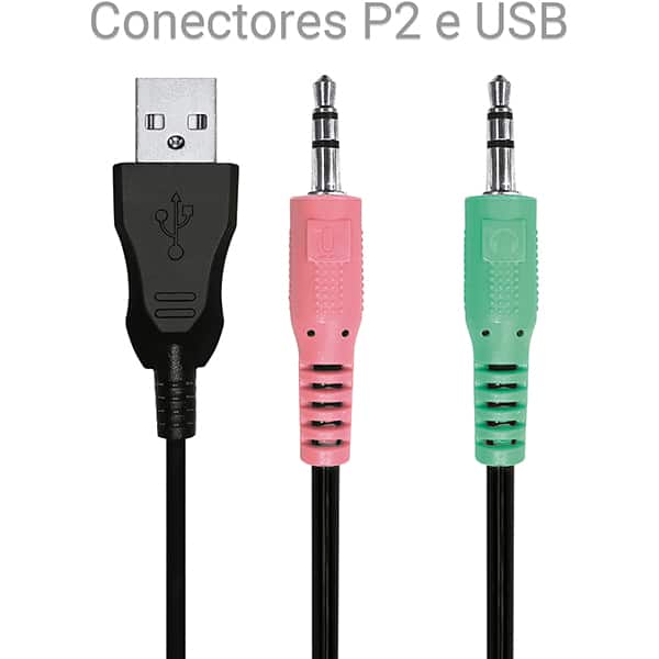 Headset Gamer com fio USB e P2, Preto e Vermelho, YYS-8500, Loop Way - CX 1 UN