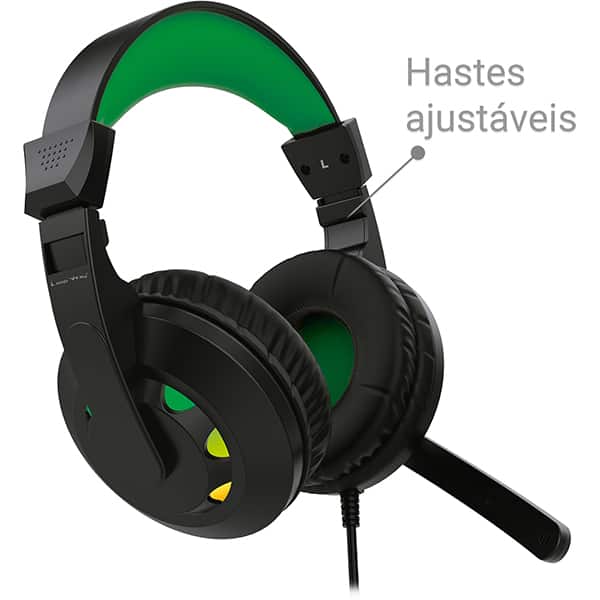 Headset Gamer com fio USB e P2, Preto e Verde, YYS-8500, Loop Way - CX 1 UN