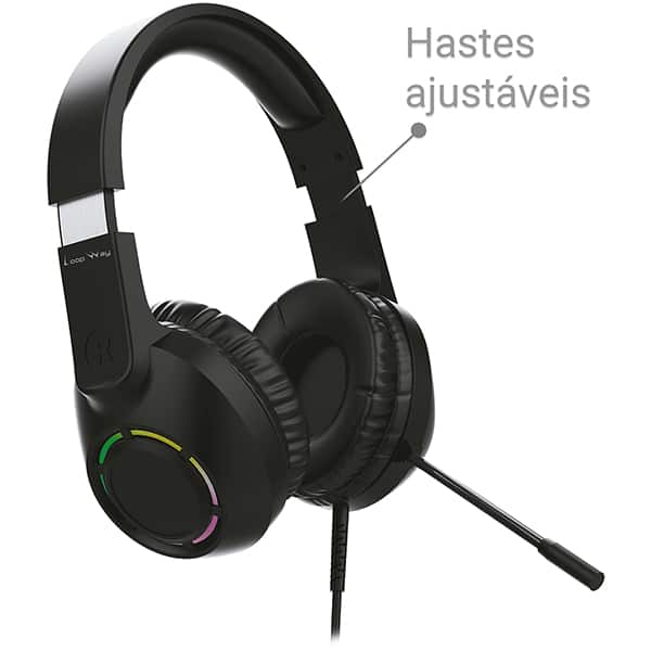 Headset Gamer com fio P3 e USB, Hastes ajustáveis, Microfone flexível, S19, Loop Way - CX 1 UN