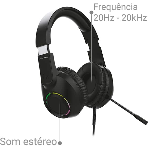 Headset Gamer com fio P3 e USB, Hastes ajustáveis, Microfone flexível, S19, Loop Way - CX 1 UN