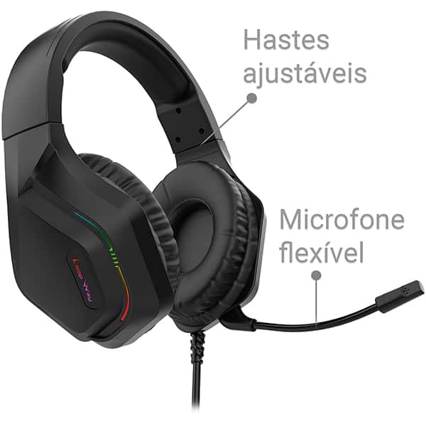 Headset Gamer com fio P3, Hastes ajustáveis, Microfone flexível, X60, Loop Way - CX 1 UN