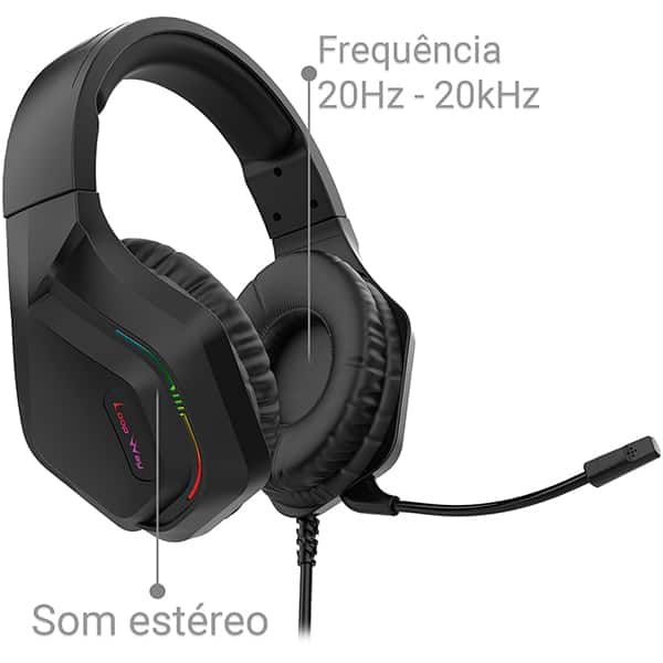 Headset Gamer com fio P3, Hastes ajustáveis, Microfone flexível, X60, Loop Way - CX 1 UN