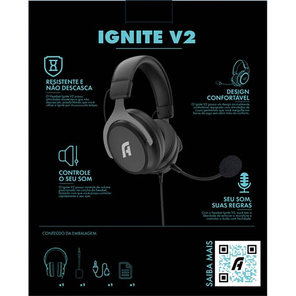 Headset Gamer P2, Ignite V2, Preto, AP-HS-1995, Aplus - CX 1 UN