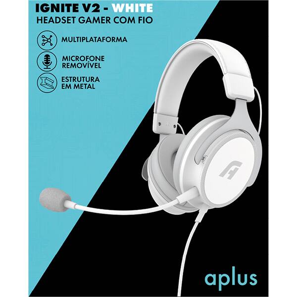 Headset Gamer P2, Ignite V2, Branco, AP-HS-1995, Aplus - CX 1 UN