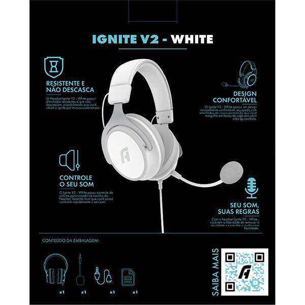 Headset Gamer P2, Ignite V2, Branco, AP-HS-1995, Aplus - CX 1 UN