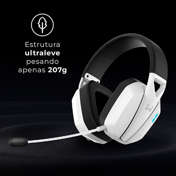 Headset Gamer sem fio, Conexão Bluetooh e P3, Preto e Branco, PH703, Warrior - CX 1 UN